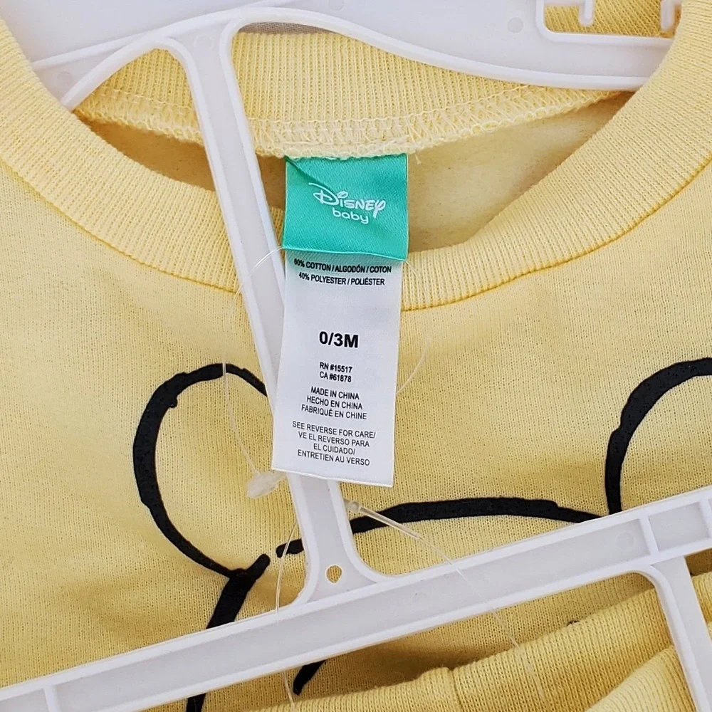 Disney Baby Winnie the Pooh Piglet Ruffle Sweatshirt Jogger‎ Set Yellow 0-3M New